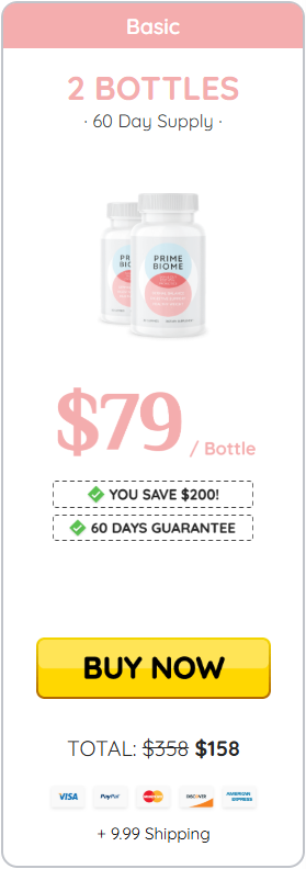 Basic: 2 bottles, 60-day supply – $79 per bottle, total $158 plus $9.99 shipping. Buy now.